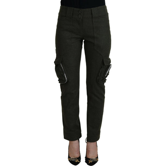 Ermanno Scervino Green Lace Up Leg Women Tapered Pants