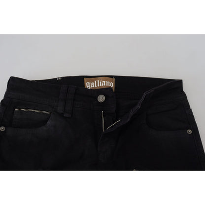John Galliano Black Cotton Mid Waist Skinny Slim Fit Denim Jeans