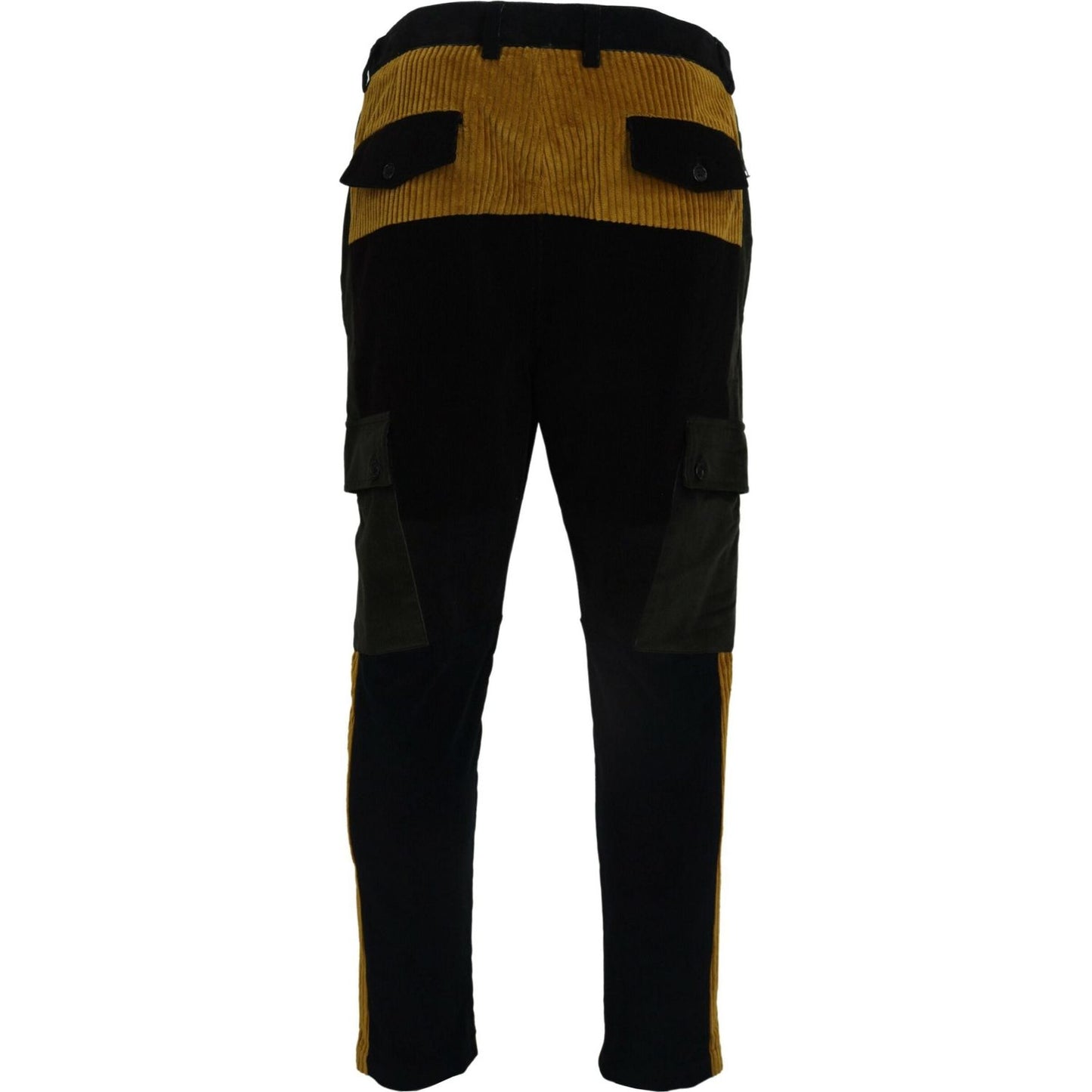 Dolce & Gabbana Black Yellow Cotton Men Pants PAN74610-50