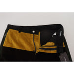Dolce & Gabbana Black Yellow Cotton Men Pants PAN74610-50