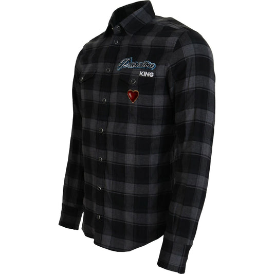 Dolce & Gabbana Elegant Black and Gray Button Down Shirt Dolce & Gabbana Black