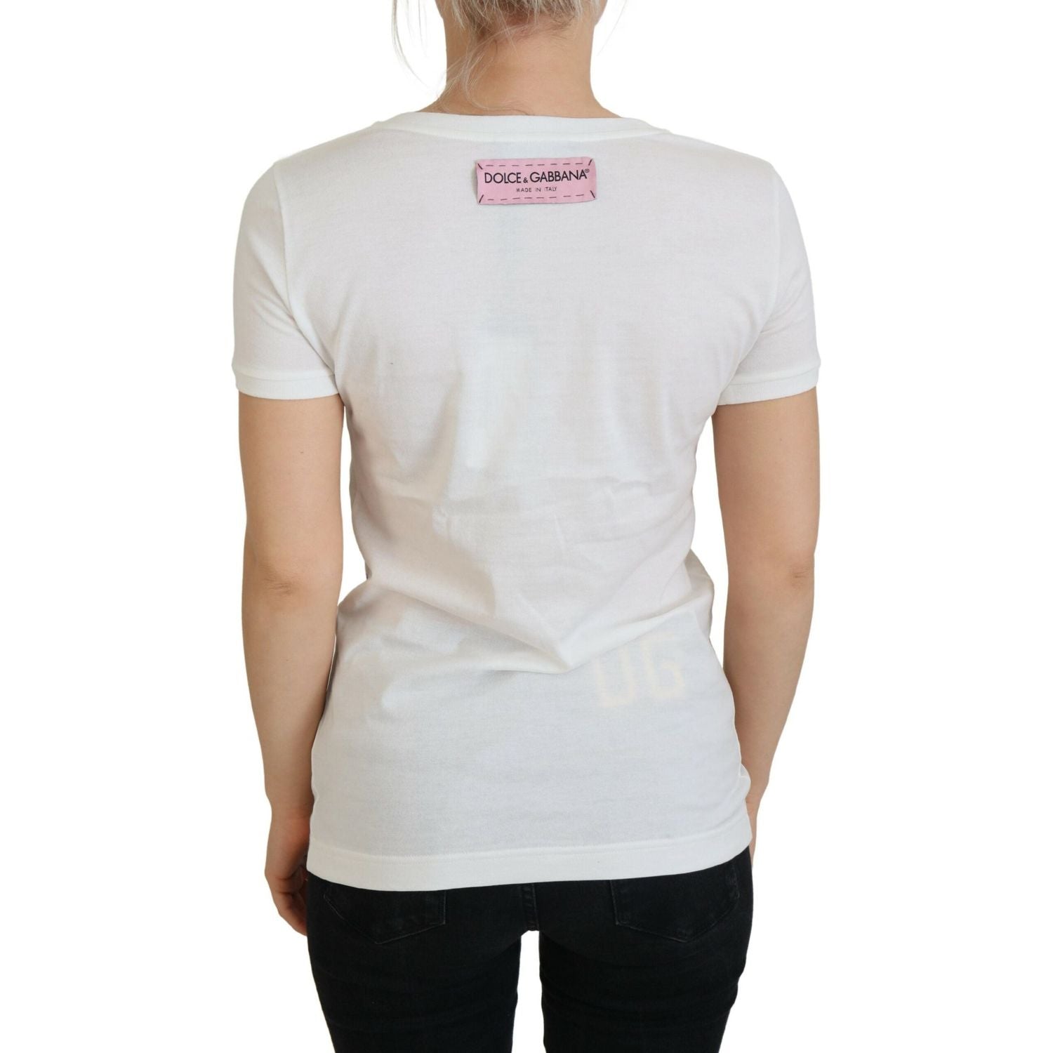 优雅多色玫瑰印花棉质 T 恤