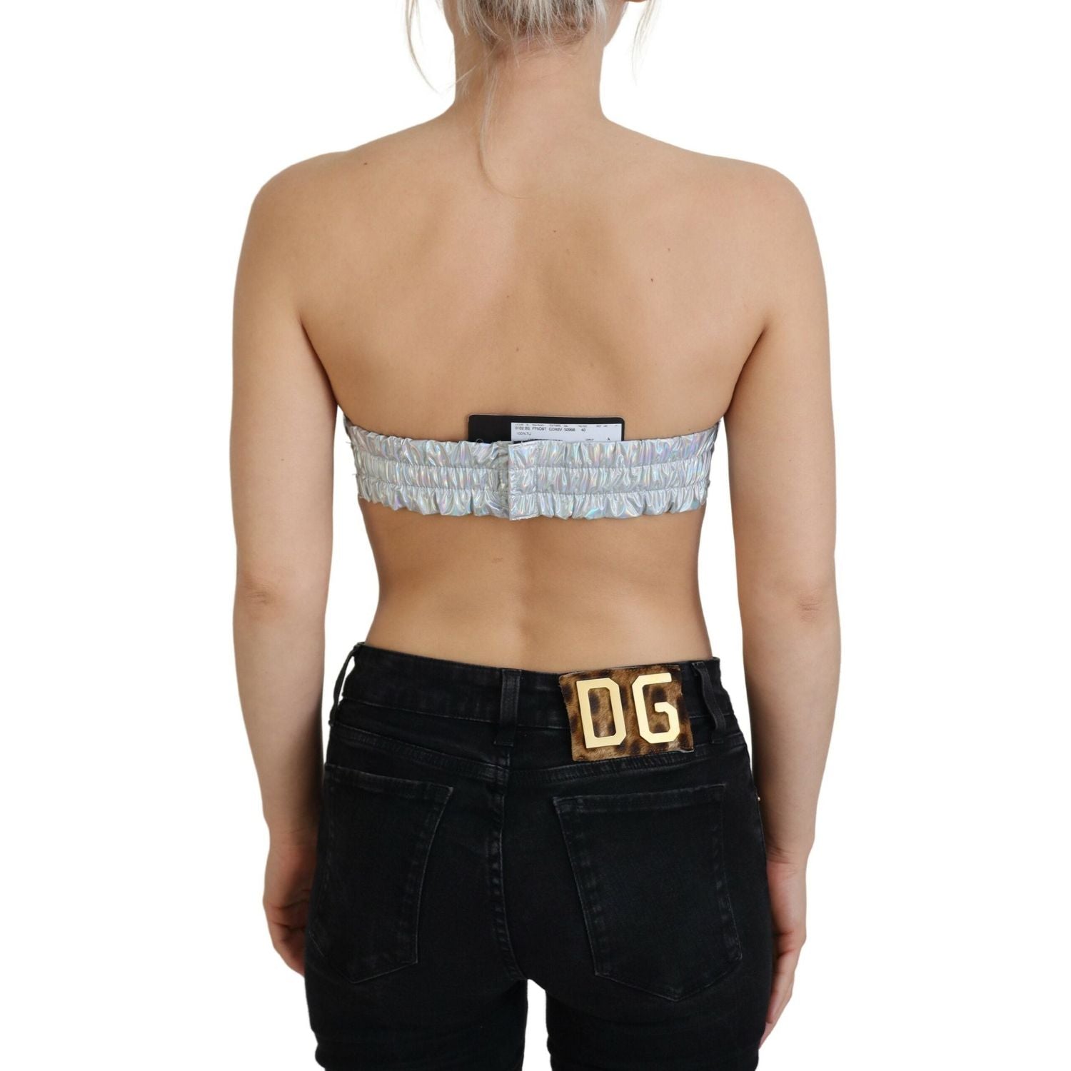 银色闪光紧身胸衣上衣