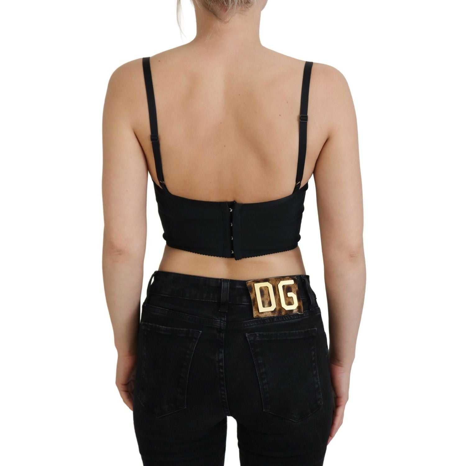 Dolce & Gabbana Pink Leopard Print Cropped Bustier Corset Top