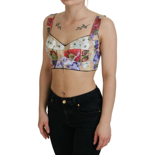 Dolce & Gabbana Multicolor Floral Cropped Bustier Corset Top TSH83159 -40