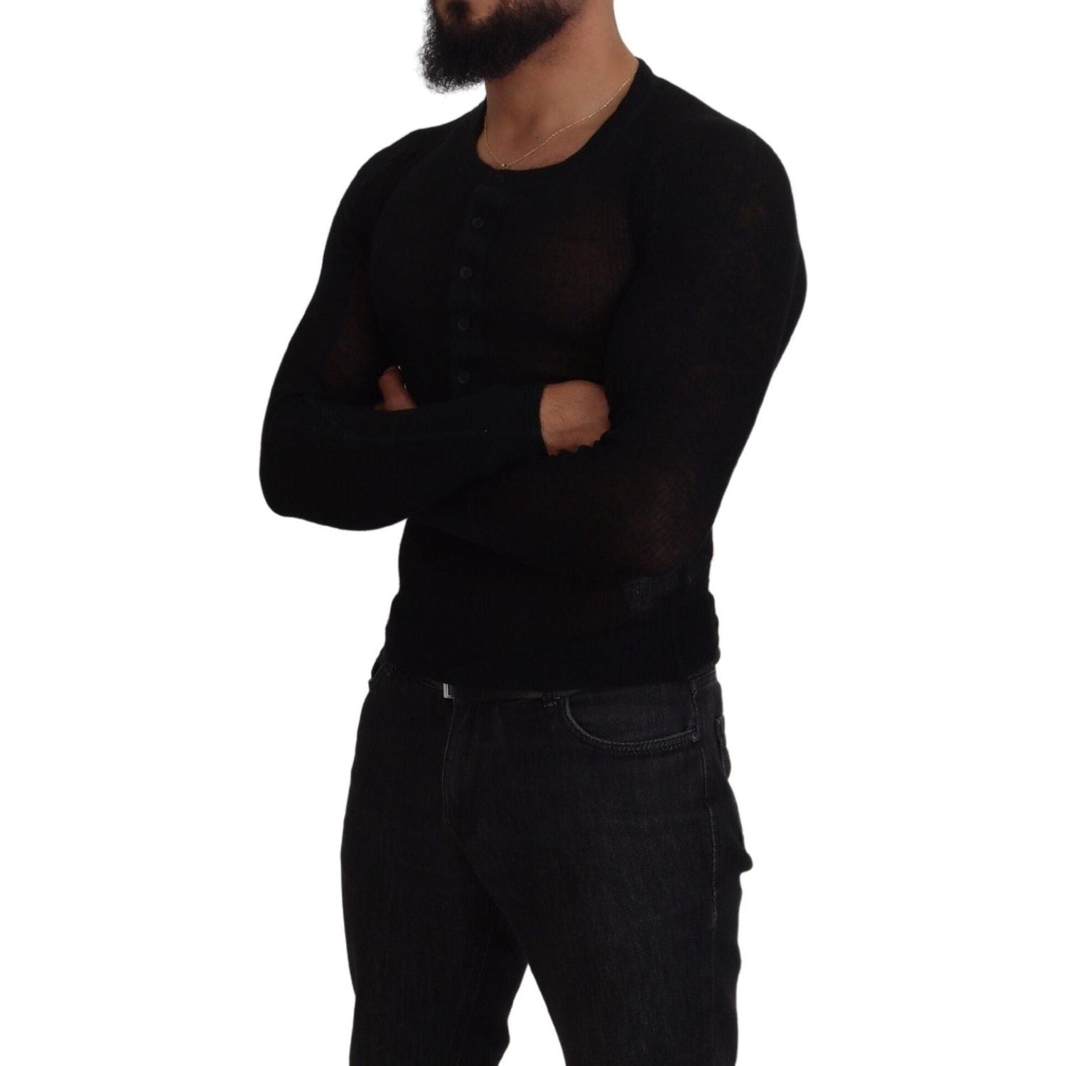 优雅黑色羊绒套衫