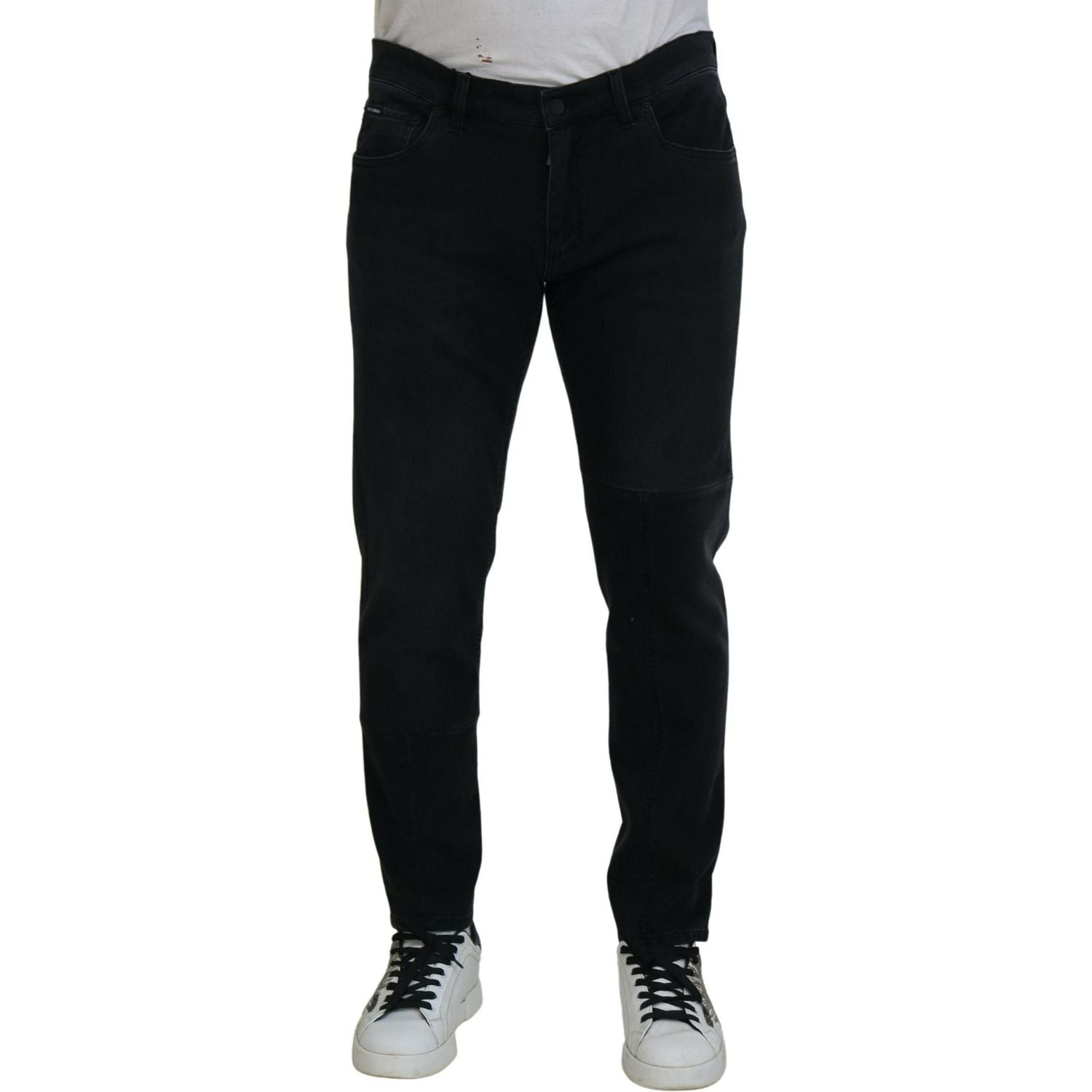 Dolce & Gabbana Black Angel Embroidery Skinny Denim Jeans