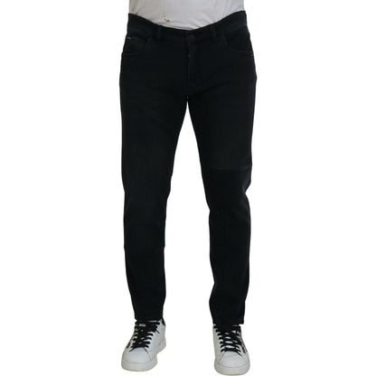 Dolce & Gabbana Black Angel Embroidery Skinny Denim Jeans