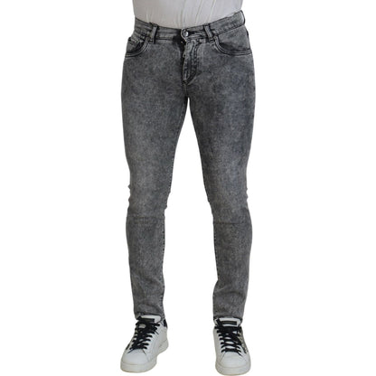 Dolce & Gabbana Grey Washed Cotton Slim Fit Men Denim Jeans