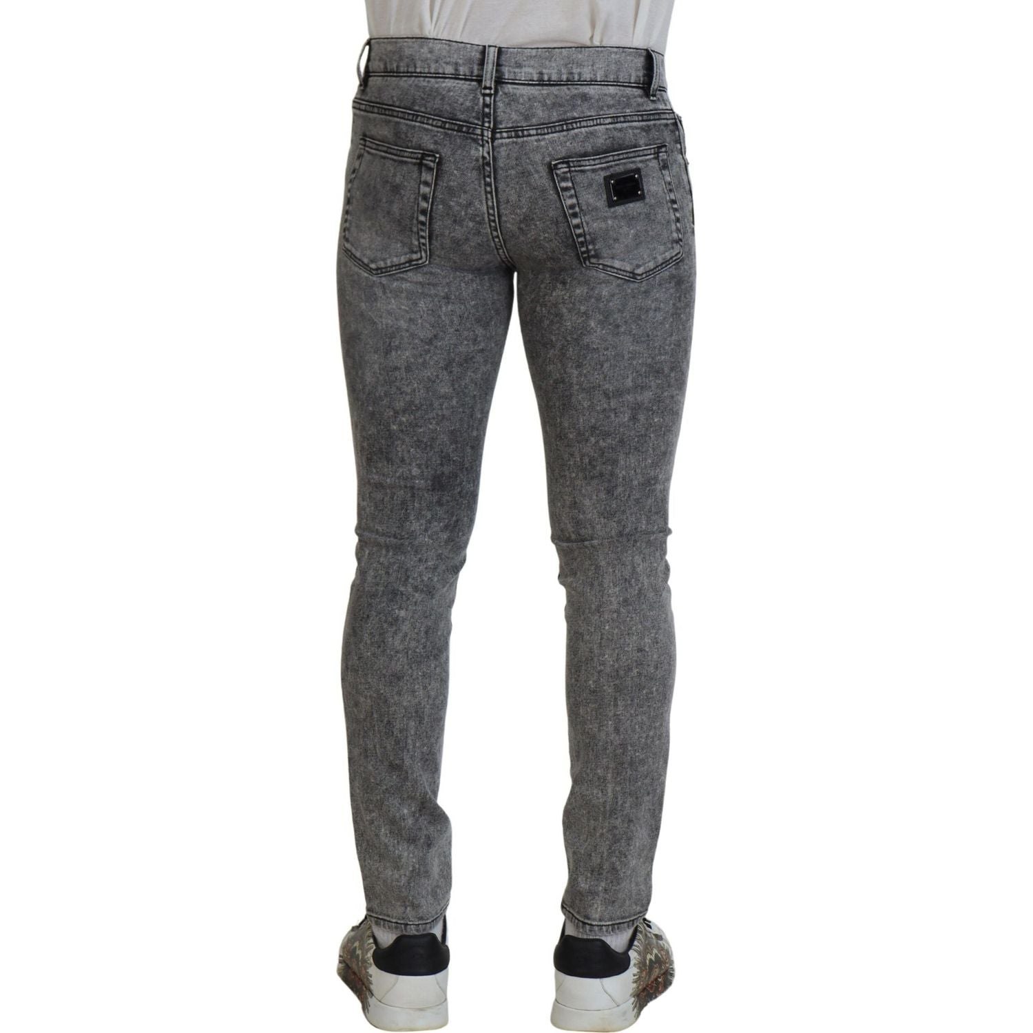 Dolce & Gabbana Grey Washed Cotton Slim Fit Men Denim Jeans