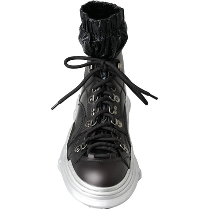 Dolce & Gabbana Black Nylon Galileo High Top Sneakers Shoes