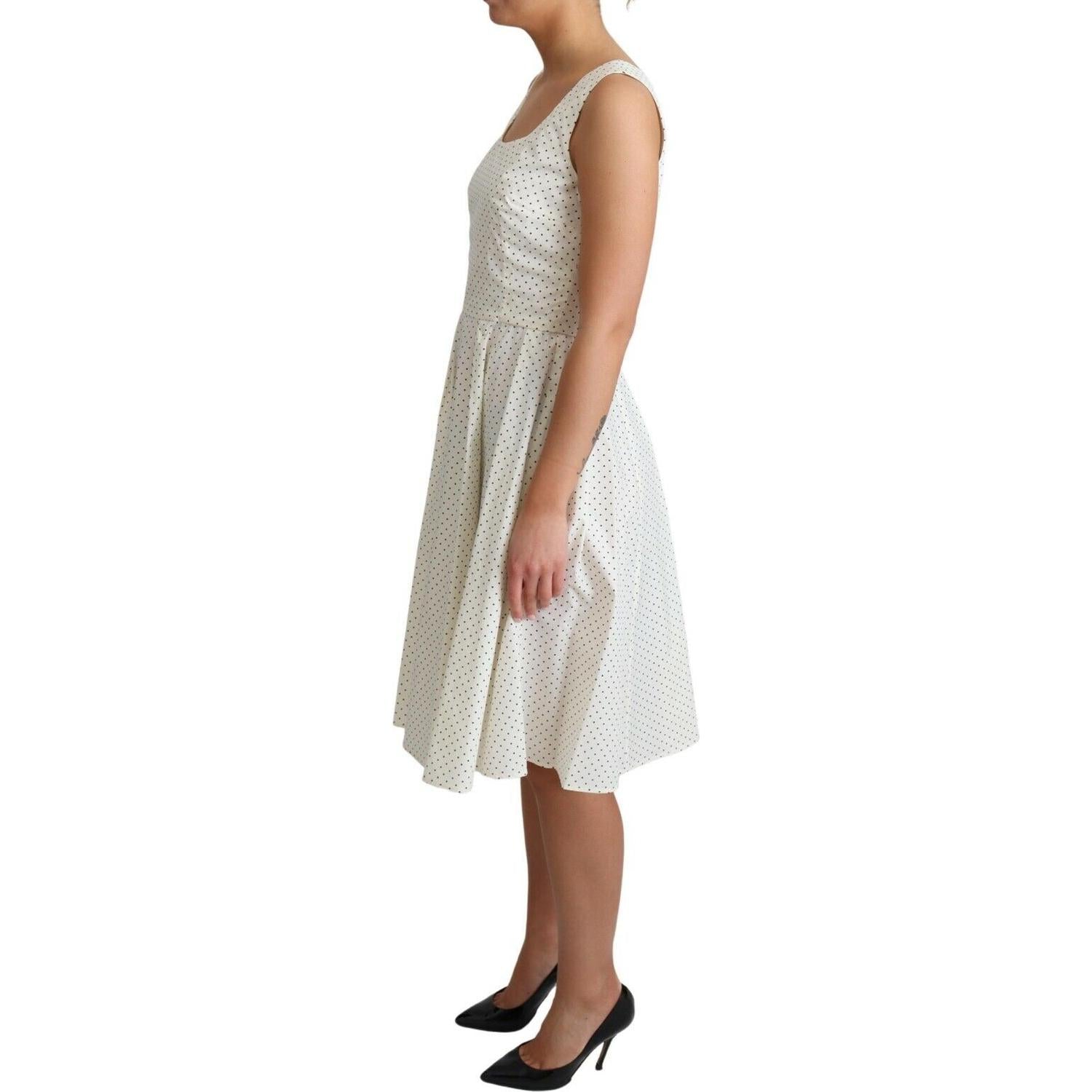 优雅无袖 A 字形圆点连衣裙