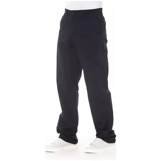 Alpha Studio Blue Cotton Men Pant Alpha Studio White Smoke