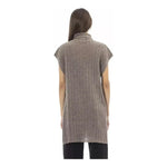 Alpha Studio Brown Wool Women Sweater with Side Slits Alpha Studio Dim Gray