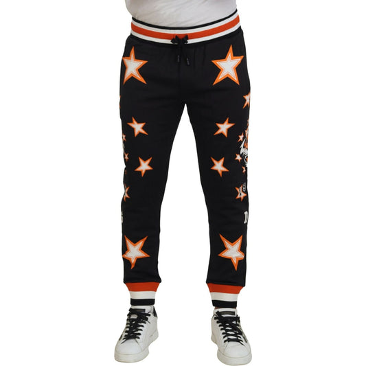Dolce & Gabbana Black Orange Star Trousers Sport Pants