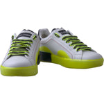 Dolce & Gabbana White Yellow Portofino Leather Sneakers Shoes MV4980- 40.5