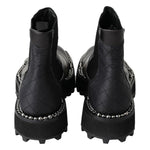 Dolce & Gabbana Black Leather Slip on Stretch Boots MV5025- 45