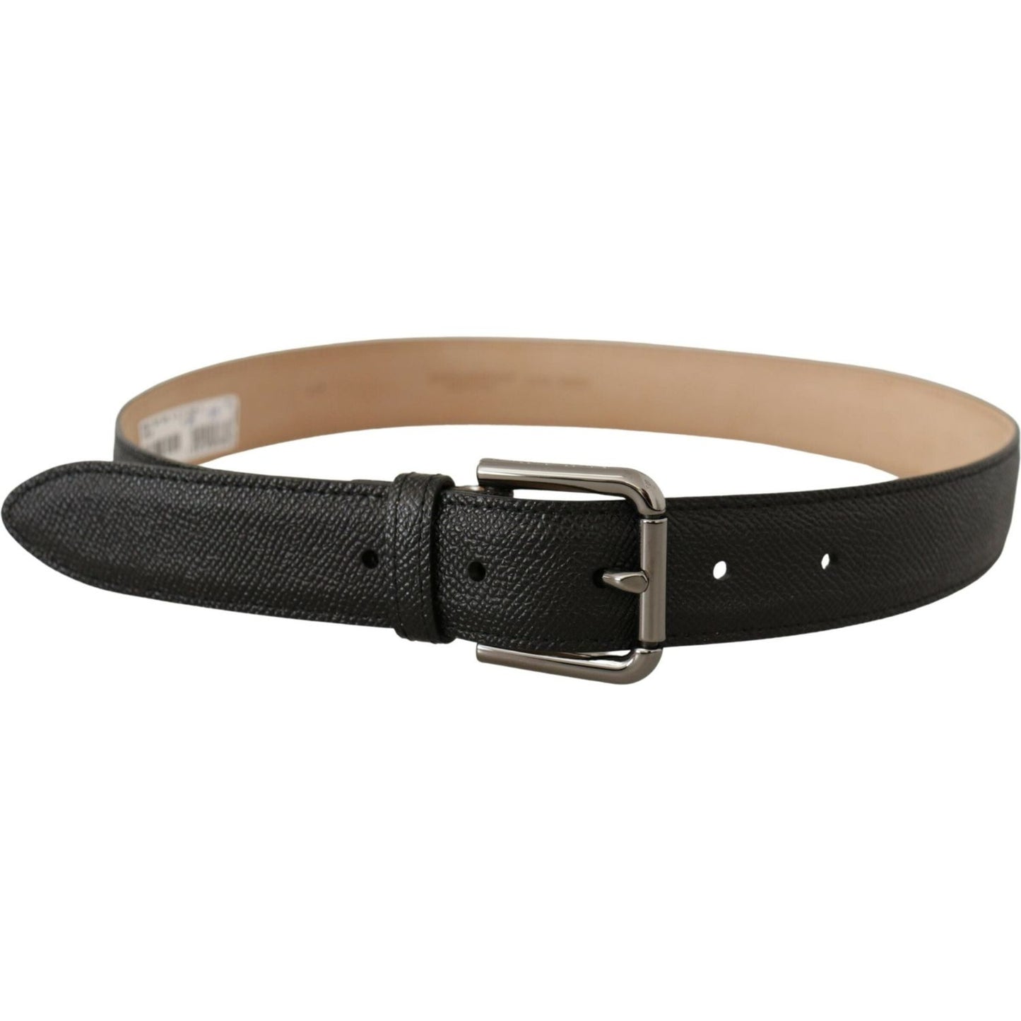 Dolce & Gabbana Black Calf Leather Brown Backend Belt