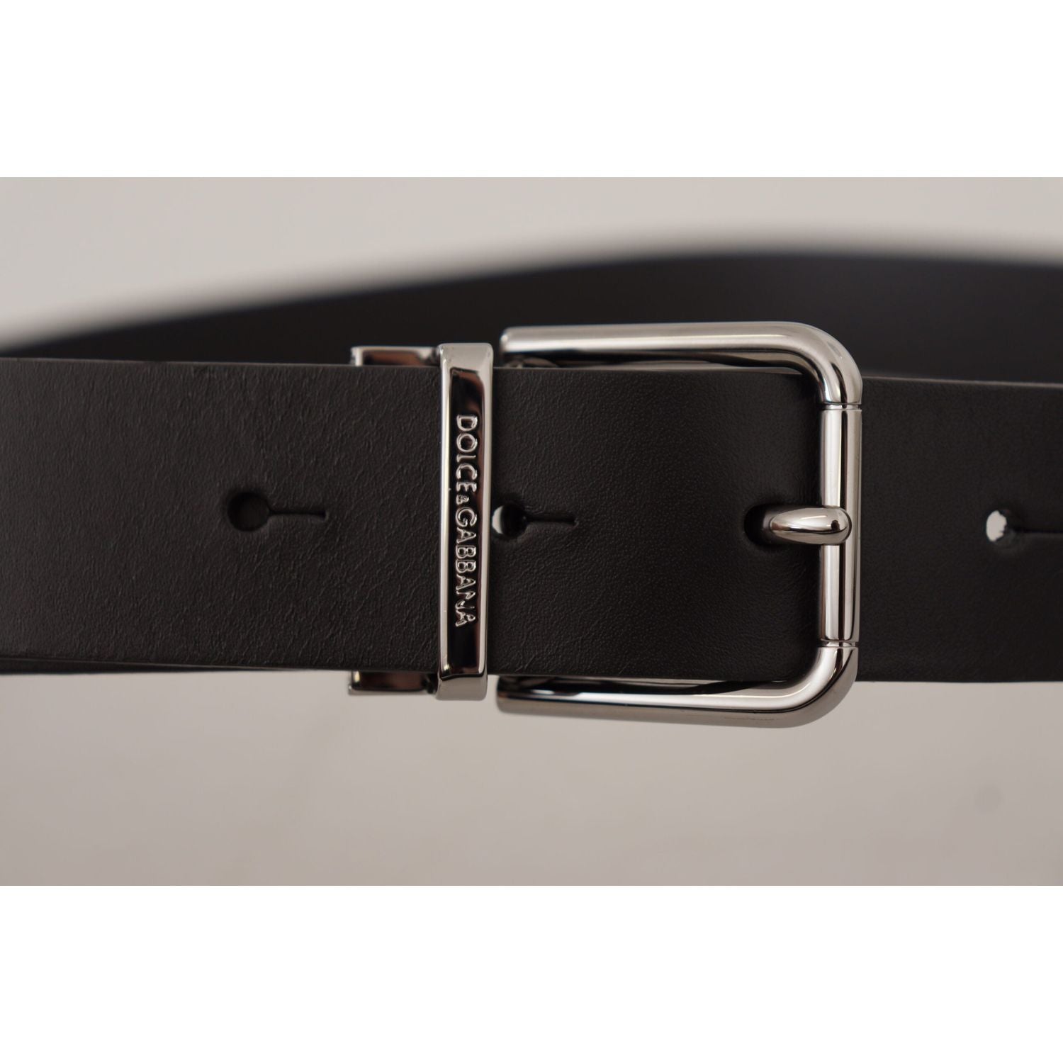 Dolce & Gabbana Black Casual Calf Leather Logo Metal Buckle Belt
