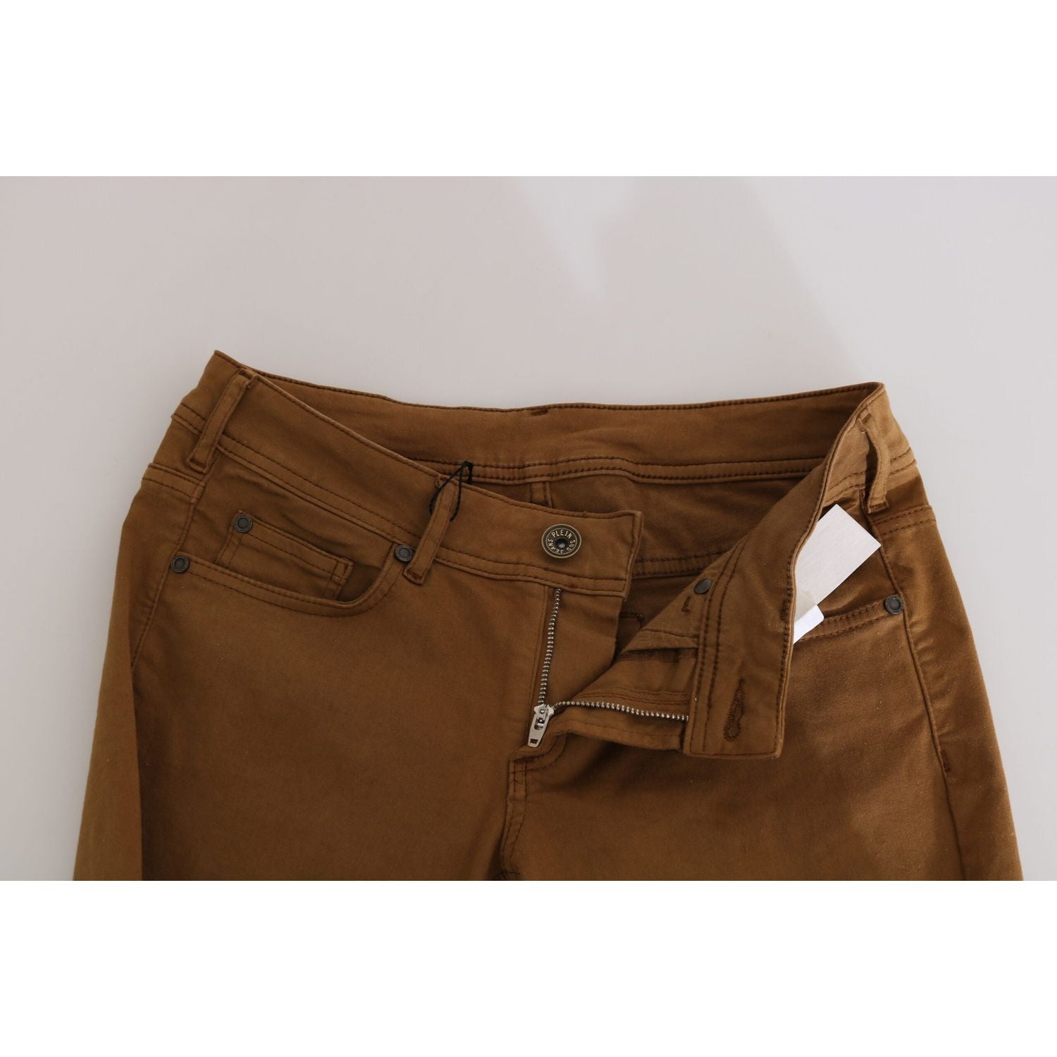 时尚中腰紧身棉质裤