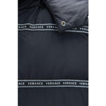Versace Elegant Black Logo Band Vest with Detachable Hood Versace Dark Slate Gray