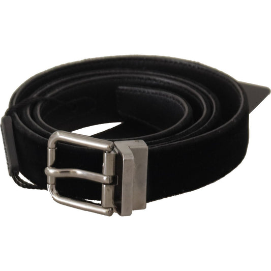 Dolce & Gabbana Black Cotton Silver Tone Metal Buckle Belt
