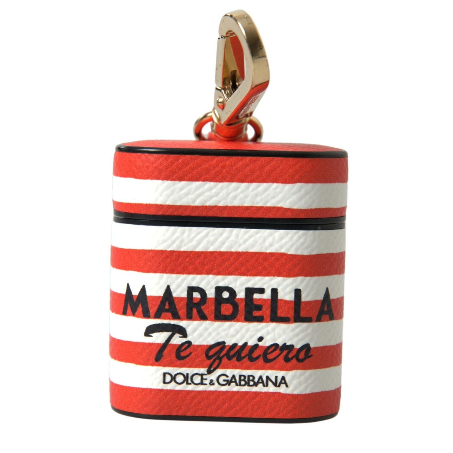 حافظة Airpods جلدية أنيقة مخططة باللون البرتقالي من Dolce &amp; Gabbana