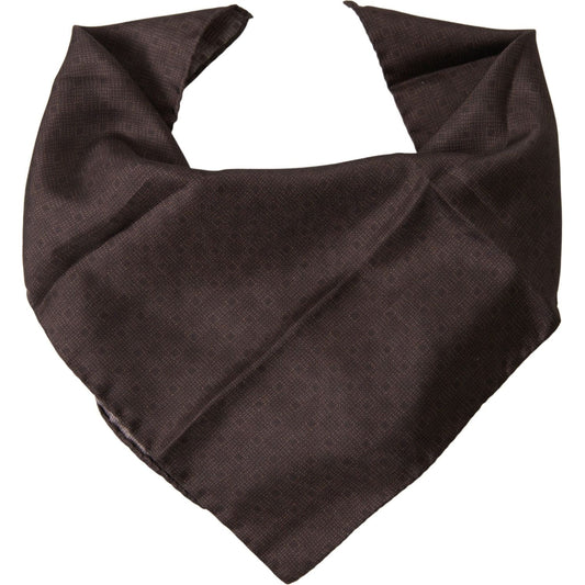 Dolce & Gabbana Brown Patterned Silk Square Handkerchief Scarf