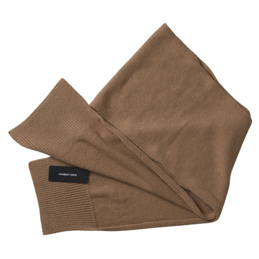 Dolce & Gabbana Brown Knitted Camel Wrap Shawl Foulard Scarf