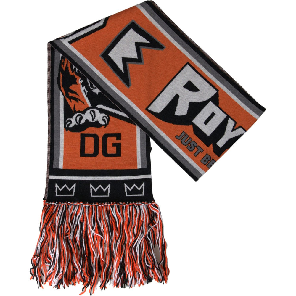 Dolce & Gabbana Multicolor Wool DG Royals Wrap Fringe Scarf MS7033