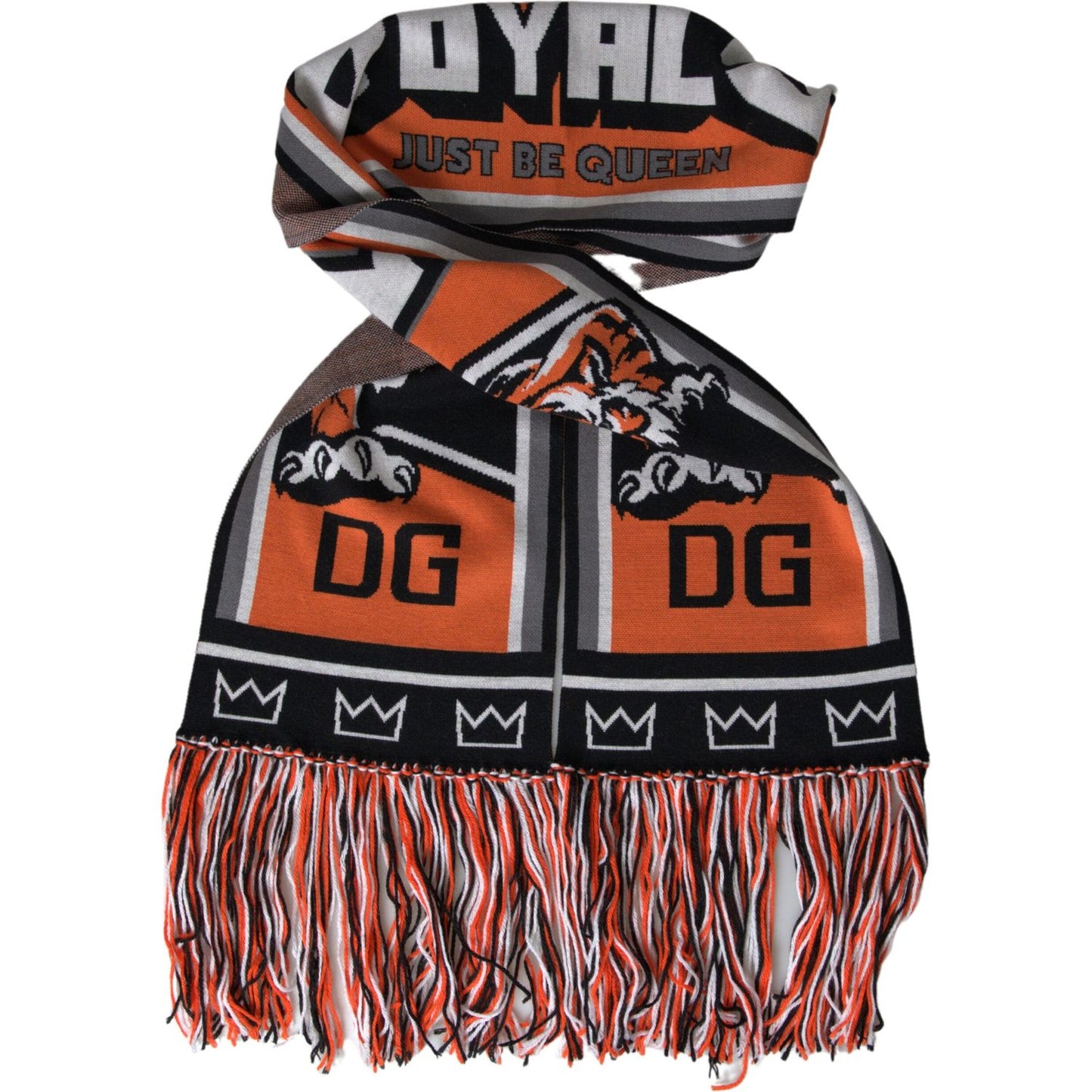 Dolce & Gabbana Multicolor Wool DG Royals Wrap Fringe Scarf MS7033