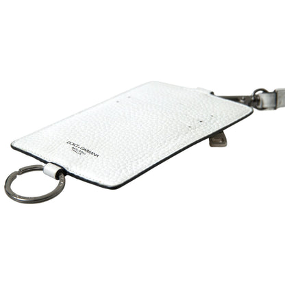 优雅白色皮革卡夹挂绳