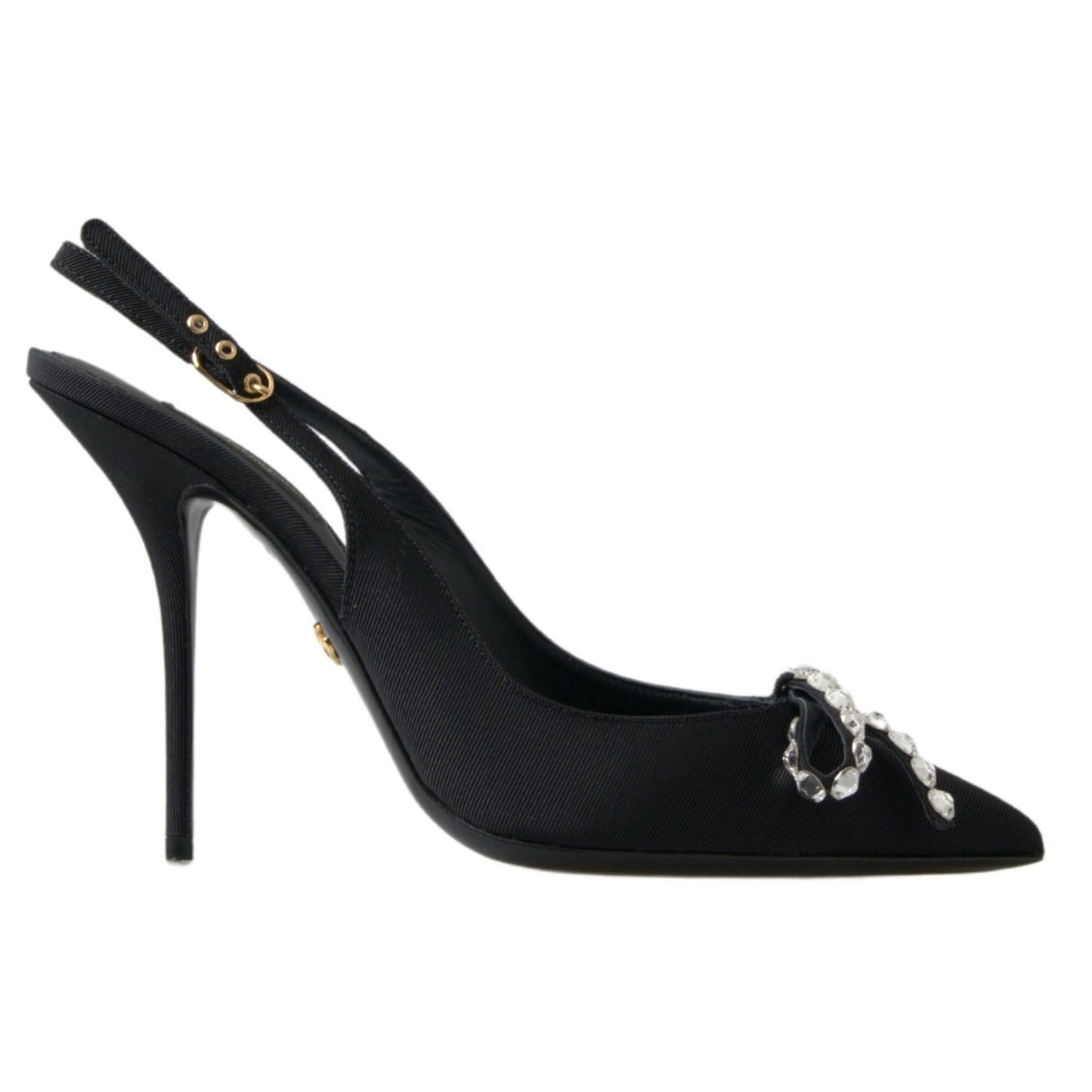 Dolce & Gabbana Black Crystal Embellished Slingback Heel Shoes