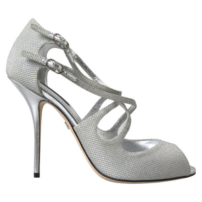 Dolce & Gabbana Silver Shimmers Sandals Heel Pumps Shoes