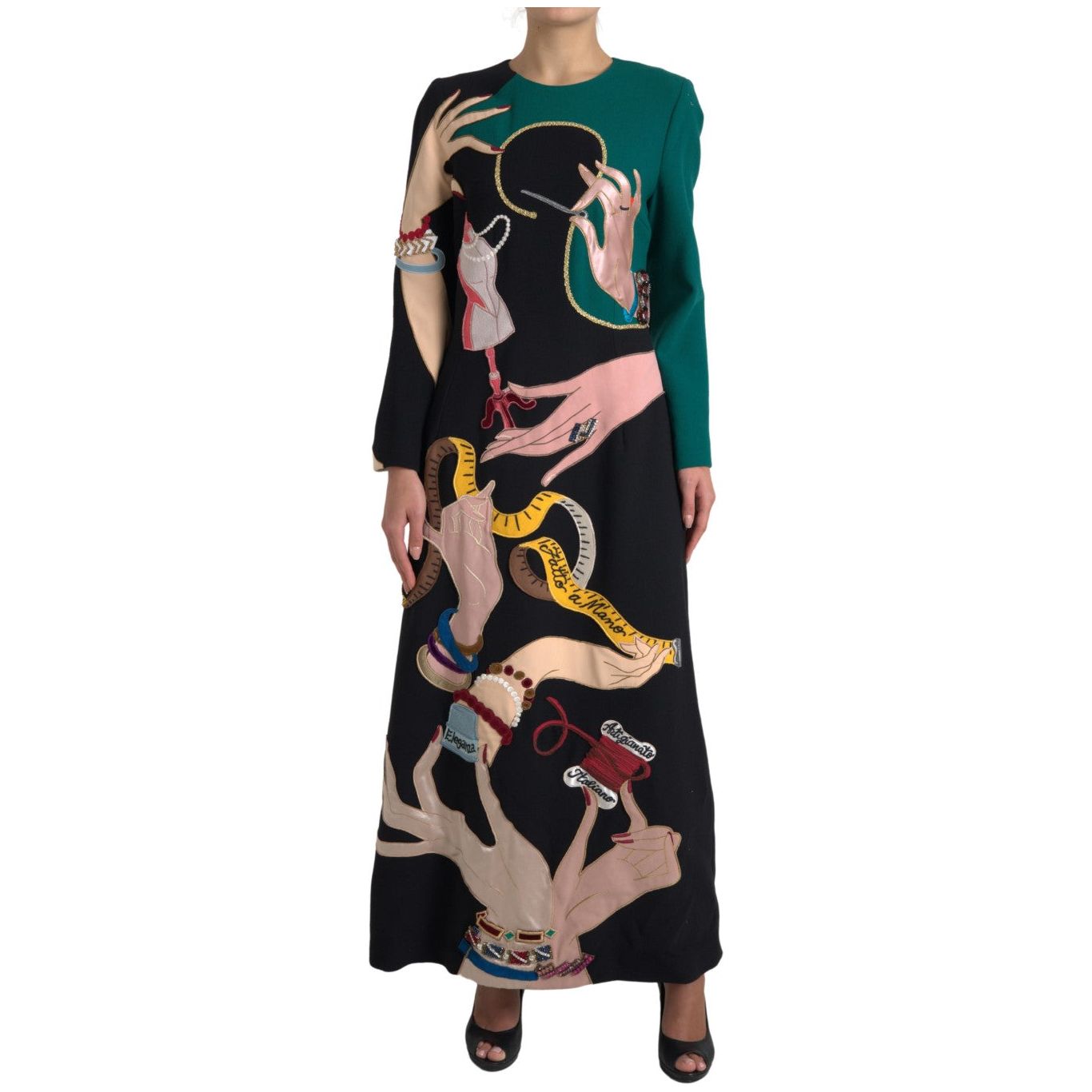 Dolce & Gabbana Multicolor Long Sleeves A-line Maxi Dress DR28730-48