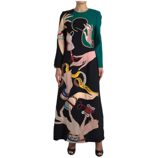 Dolce & Gabbana Multicolor Long Sleeves A-line Maxi Dress DR28730-48
