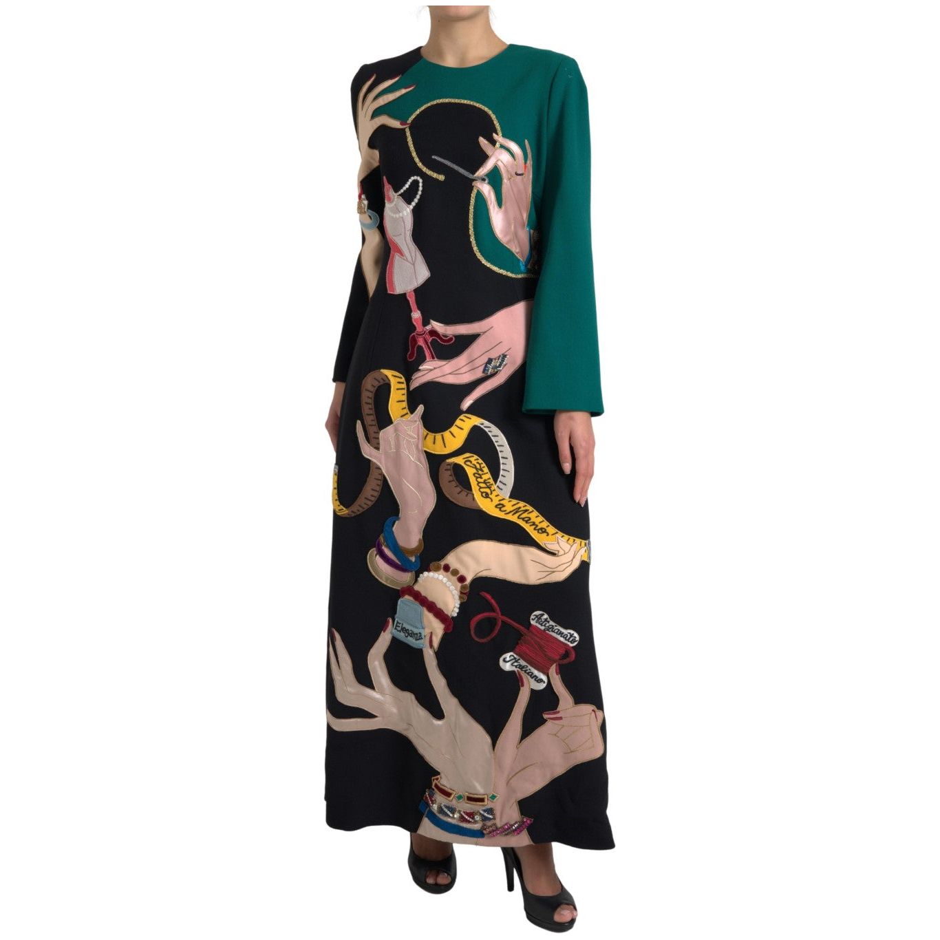 Dolce & Gabbana Multicolor Long Sleeves A-line Maxi Dress DR28730-48