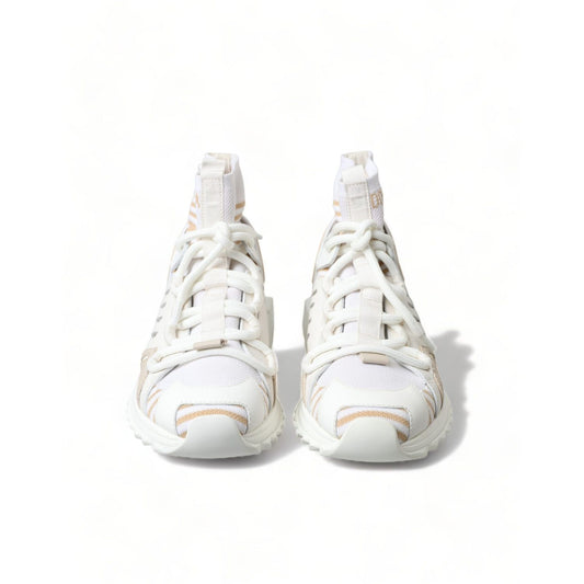 Dolce & Gabbana White Beige Sorrento Socks Sneakers Shoes