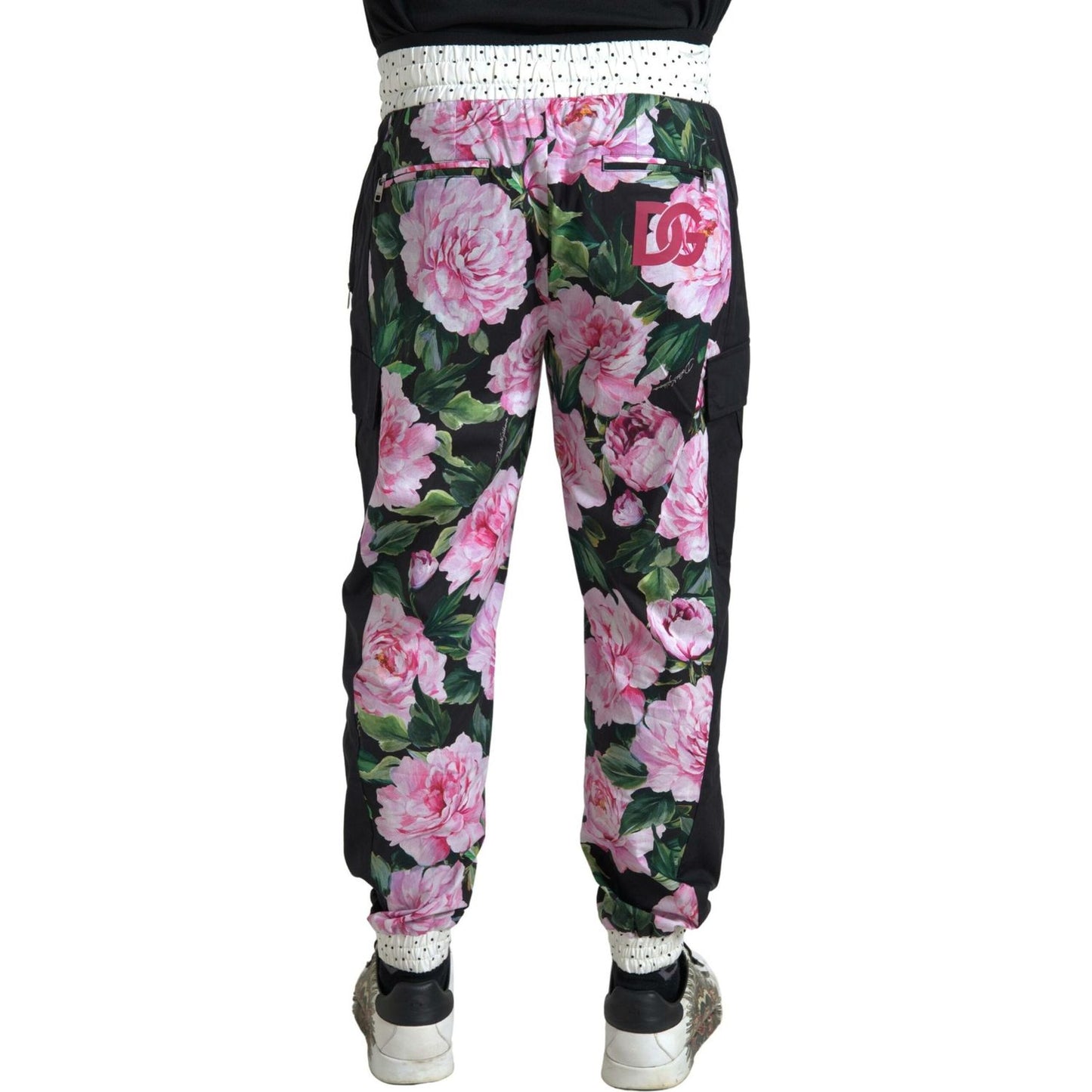 Dolce & Gabbana Multicolor Peony Joggers Cotton Men Pants