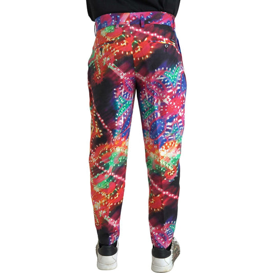 Dolce & Gabbana Multicolor Printed Linen Men Trouser Pants PAN74849-46