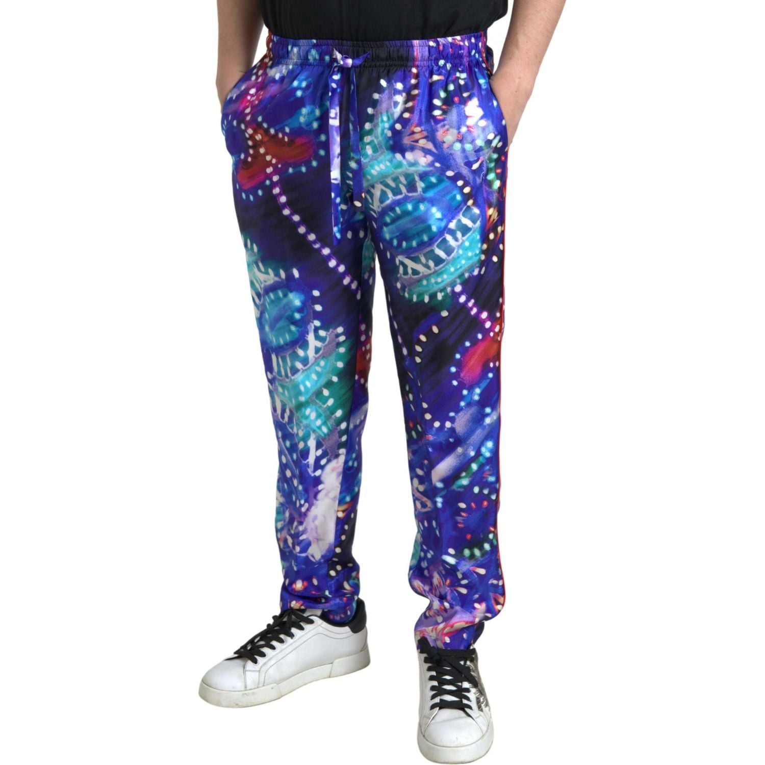 Dolce & Gabbana Multicolor Printed Silk Men Trouser Pants