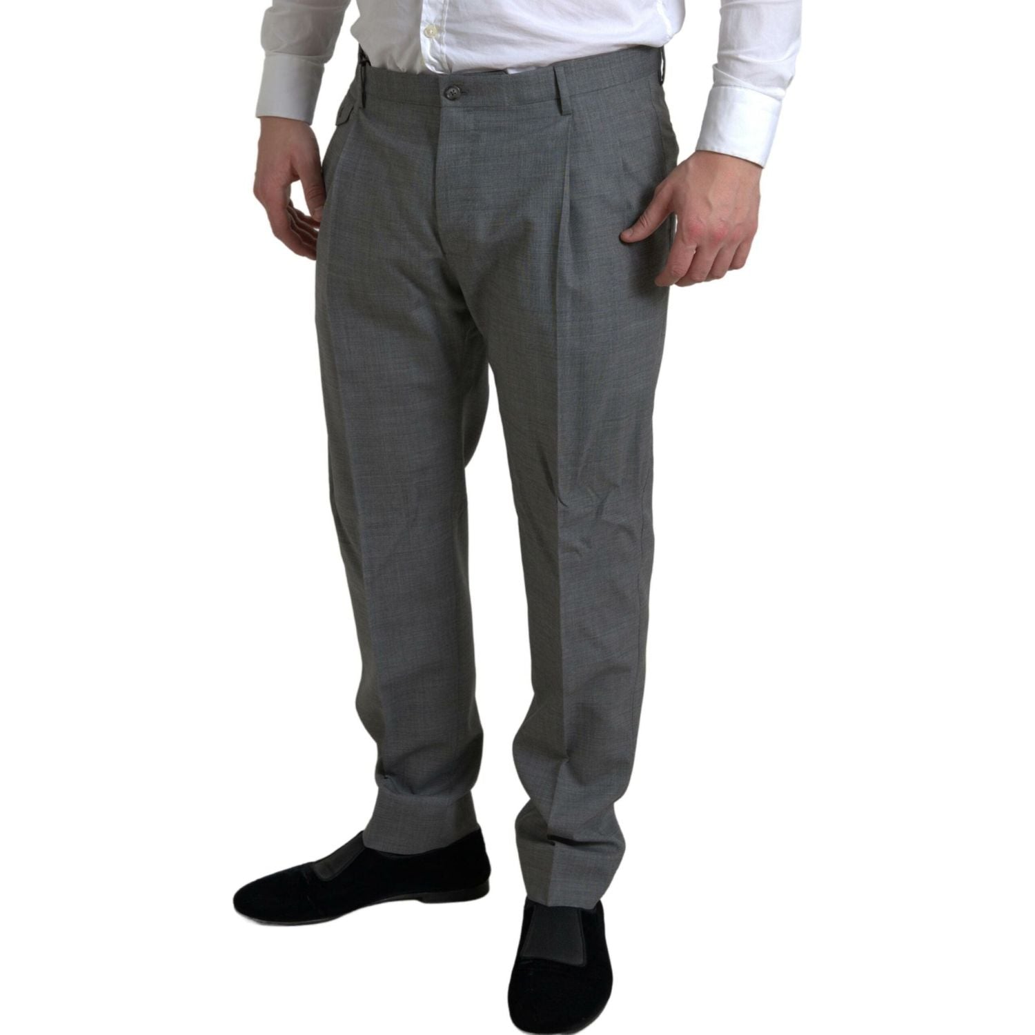 Dolce & Gabbana Gray Wool Chino Skinny Men Dress Trouser Pants
