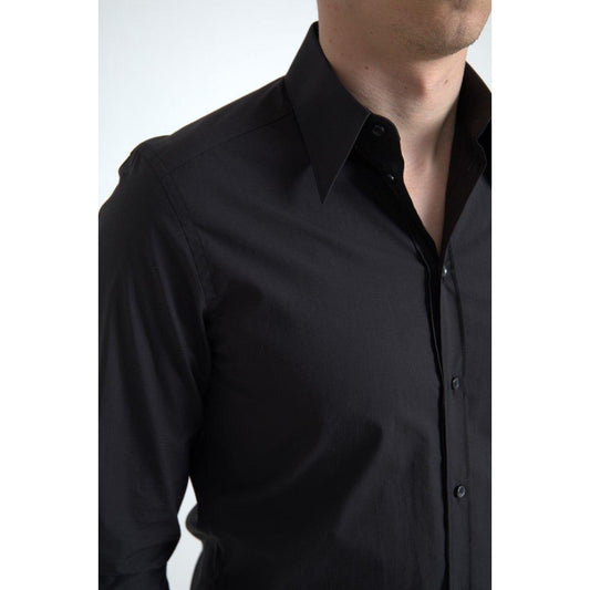 Dolce & Gabbana Elegant Slim Fit Black Cotton Dress Shirt Dolce & Gabbana Black