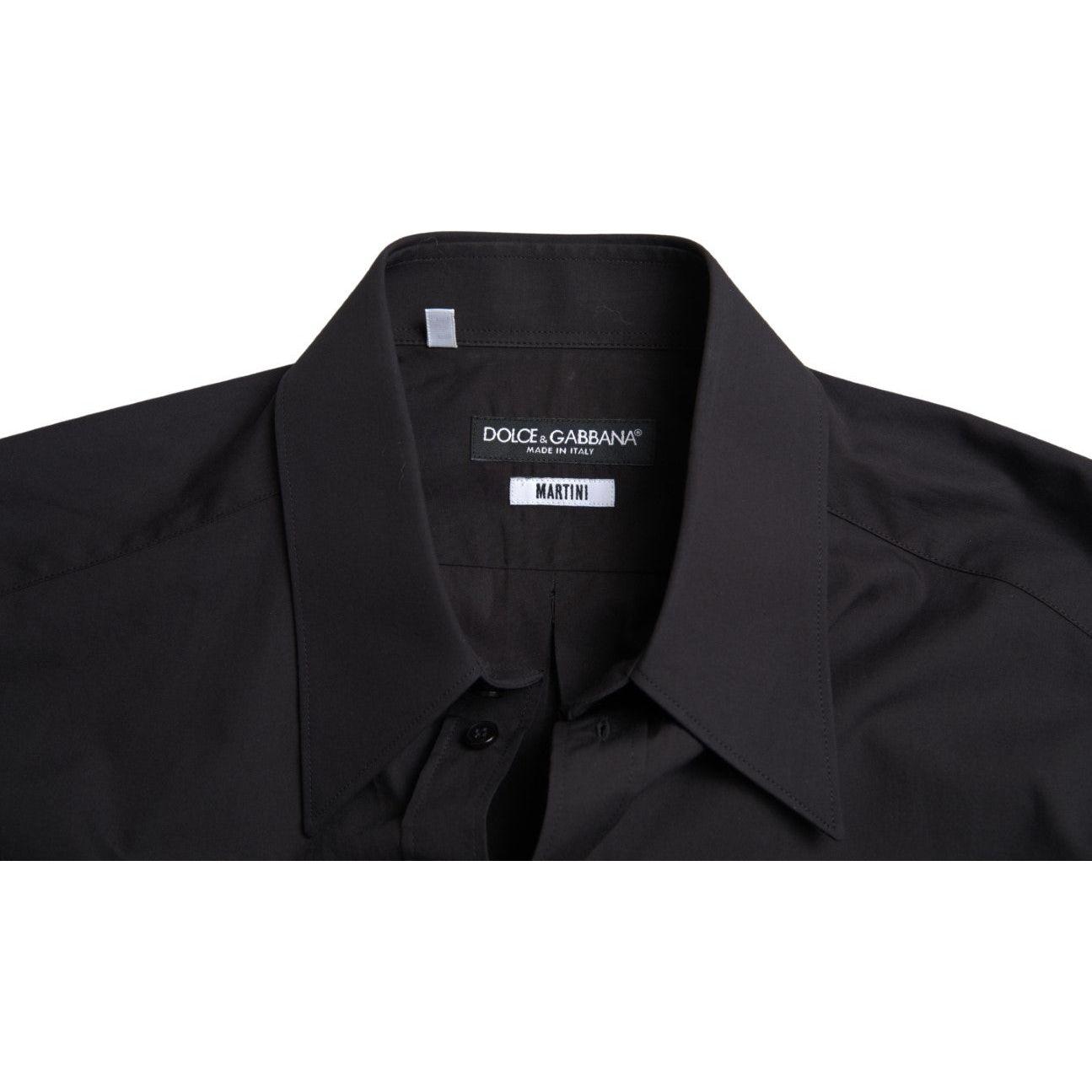 Dolce & Gabbana Black Cotton Men Long Sleeves MARTINI Shirt