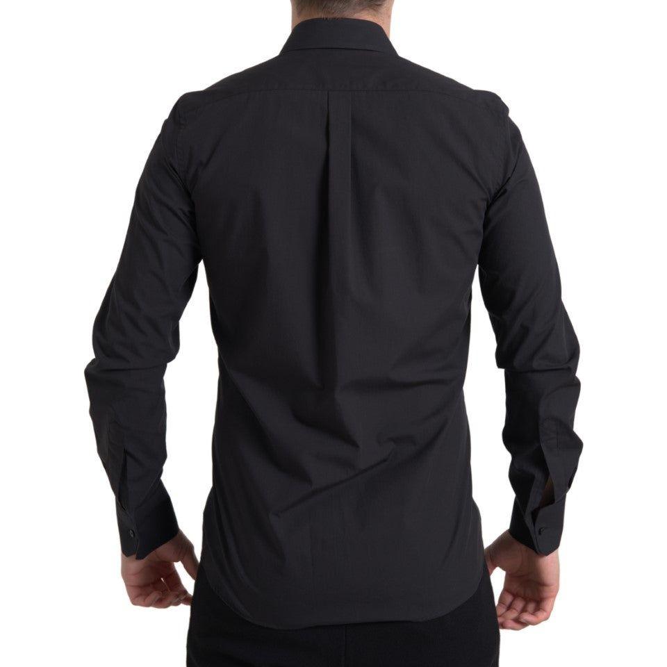Dolce & Gabbana Black Cotton Men Long Sleeves MARTINI Shirt