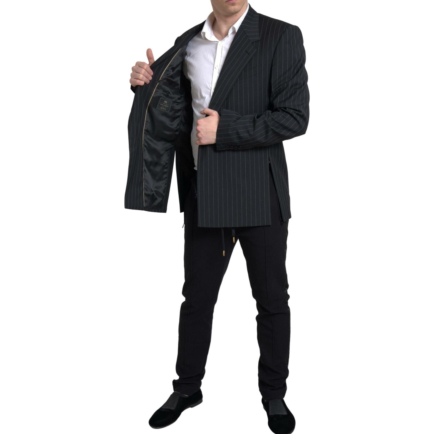 Dolce & Gabbana Black Stripe Single Breasted SICILIA Blazer