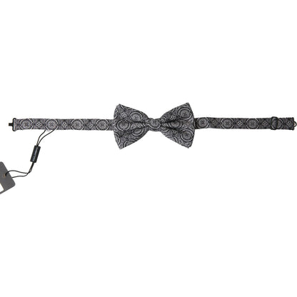 Dolce & Gabbana Black White Pattern Adjustable Neck Papillon Bow Tie