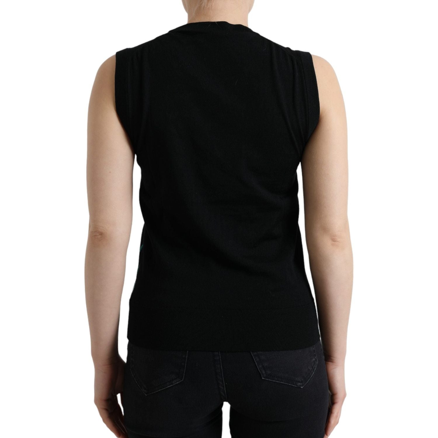Dolce & Gabbana Black Bird Wool Knit Sleeveless Tank T-shirt