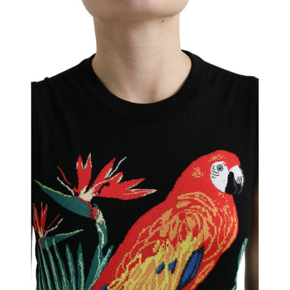 Dolce & Gabbana Black Bird Wool Knit Sleeveless Tank T-shirt