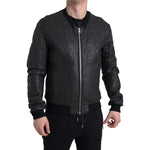 Dolce & Gabbana Elegant Black Leather Bomber Jacket Dolce & Gabbana Dark Slate Gray